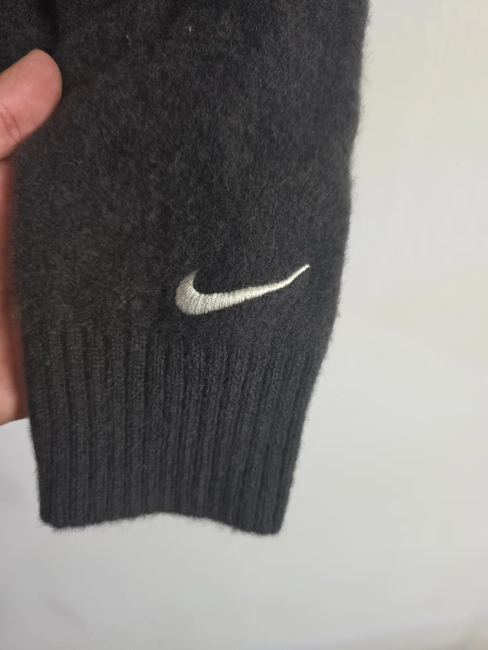 Vintage 90s Nike Golf Sweater Womens XL 100% Lambswool Black Hong Kong Swoosh